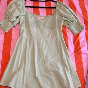 Showpo Light Green Mini Dress with Puff Sleeves